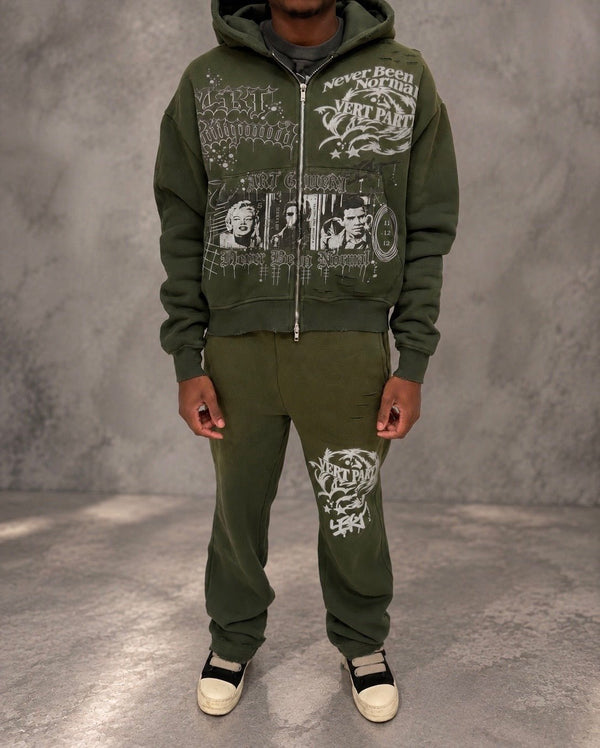 Retrovert Vert Party Sweatpants Olive by Retrovert - NWAHYPE No.1 for streetwear Pants in USA