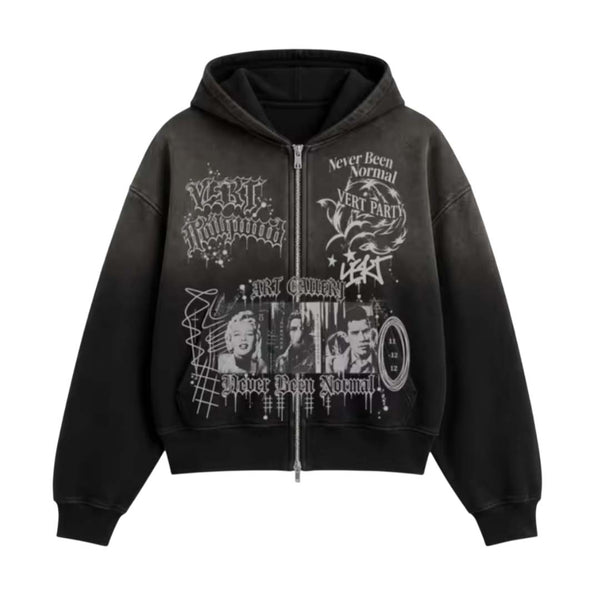Retrovert Vert Party Zip Up Hoodie Black by Retrovert - NWAHYPE No.1 for streetwear Hoodies in USA