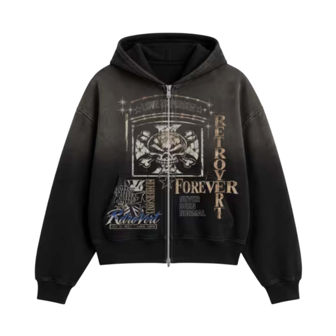 Retrovert Winter Zip Up Hoodie Black by Retrovert - NWAHYPE No.1 for streetwear Hoodies in USA