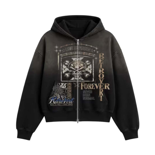 Retrovert Winter Zip Up Hoodie Black by Retrovert - NWAHYPE No.1 for streetwear Hoodies in USA