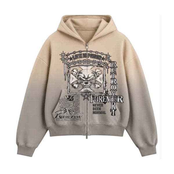 Retrovert Winter Zip Up Hoodie Cream by Retrovert - NWAHYPE No.1 for streetwear Hoodies in USA