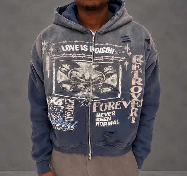 Retrovert Winter Zip Up Hoodie Navy by Retrovert - NWAHYPE No.1 for streetwear Hoodies in USA
