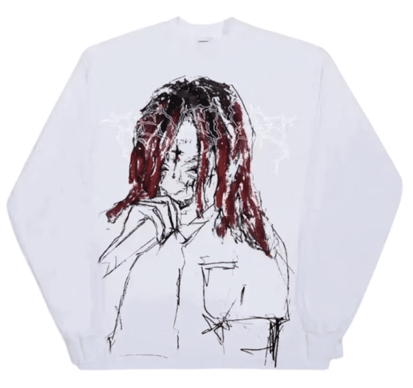 Revenge Trippie Redd Lightning LS White Tee by Revenge - NWAHype 1 for streetwear T-Shirts in USA