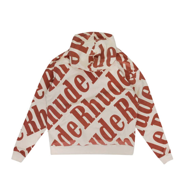 Rhude All Over Hoodie Cream Red by Rhude - NWAHYPE No.1 for streetwear Hoodies in USA