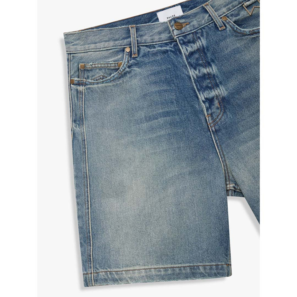 Rhude Boxy Traxedo Denim Shorts Isla Indigo Blue by Rhude - NWAHYPE No.1 for streetwear Shorts in USA