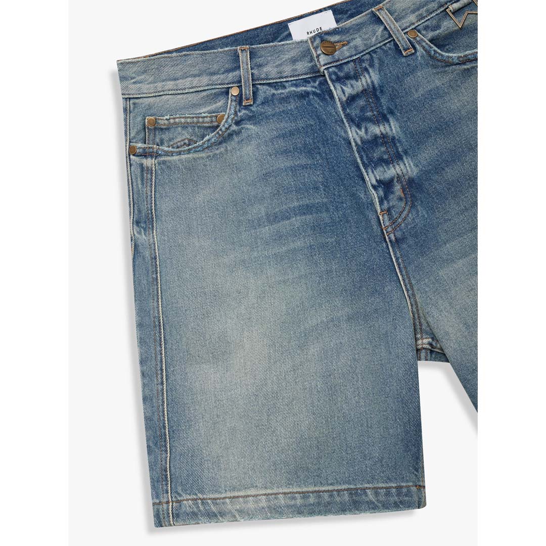 Rhude Boxy Traxedo Denim Shorts Isla Indigo Blue by Rhude - NWAHYPE No.1 for streetwear Shorts in USA