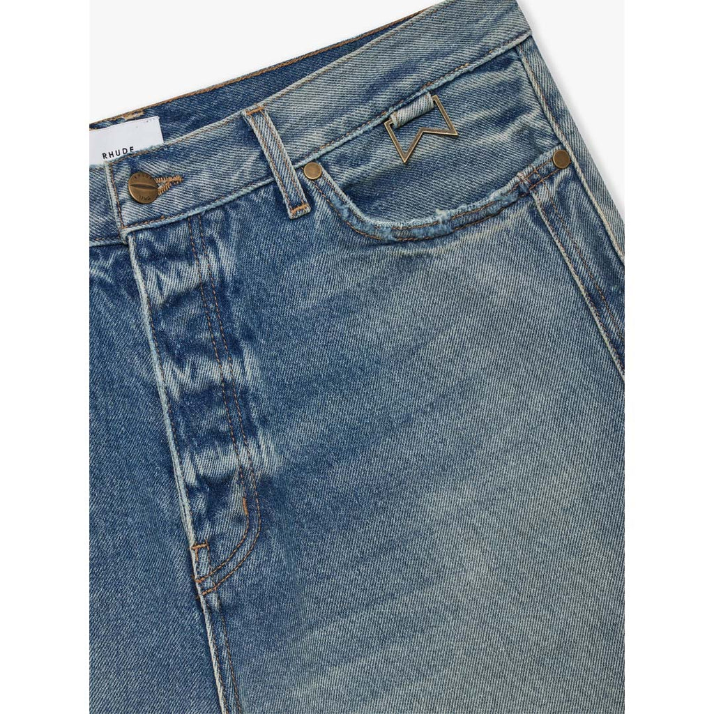 Rhude Boxy Traxedo Denim Shorts Isla Indigo Blue by Rhude - NWAHYPE No.1 for streetwear Shorts in USA