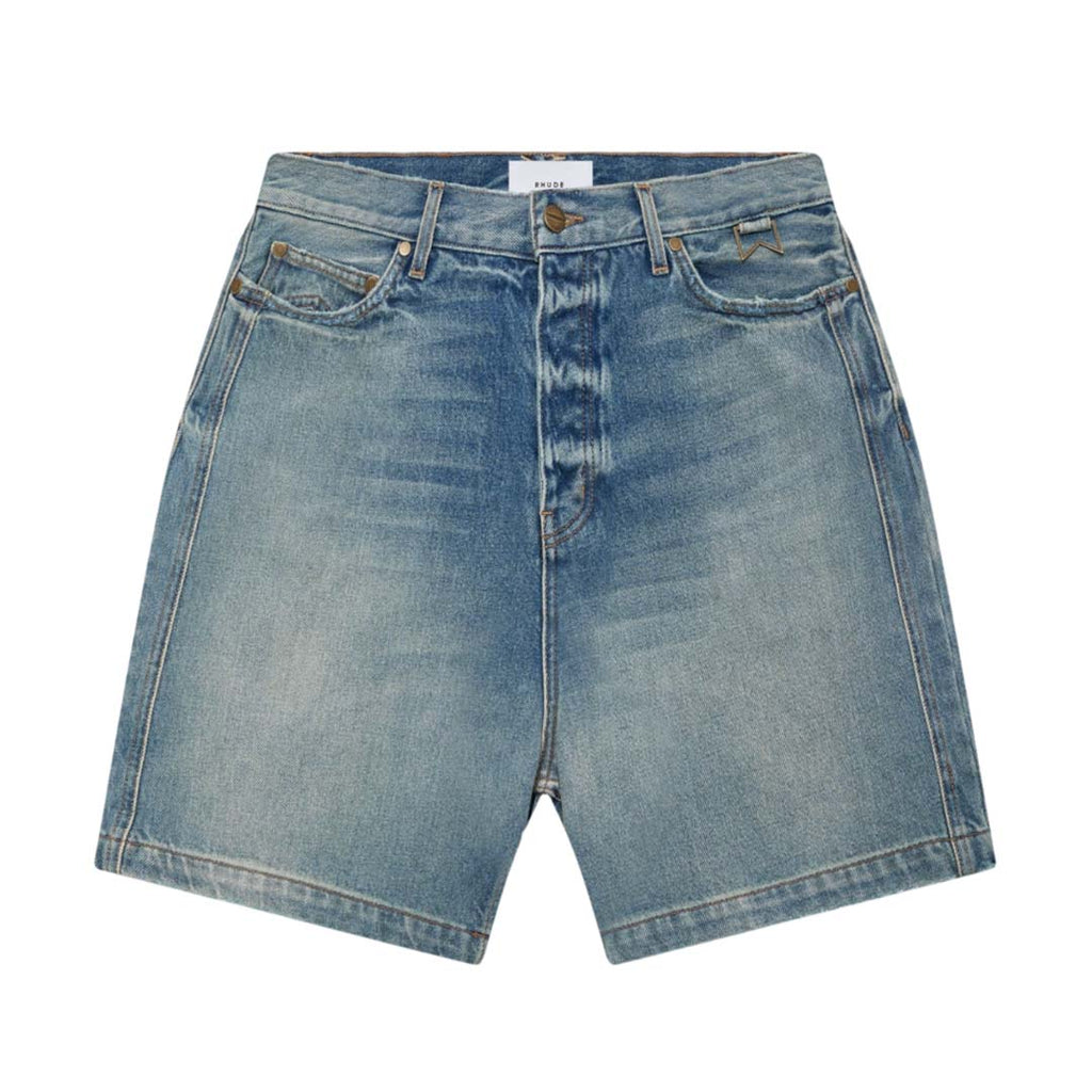Rhude Boxy Traxedo Denim Shorts Isla Indigo Blue by Rhude - NWAHYPE No.1 for streetwear Shorts in USA