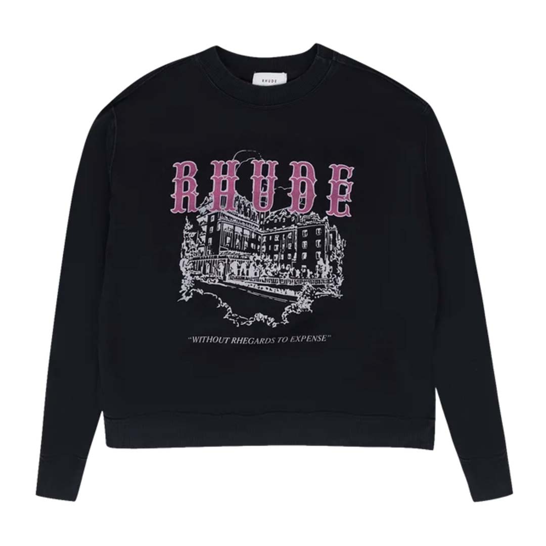 Rhude Chateau Marmot Without Rhegards To Expense Crewneck Black by Rhude - NWAHYPE No.1 for streetwear Hoodies in USA