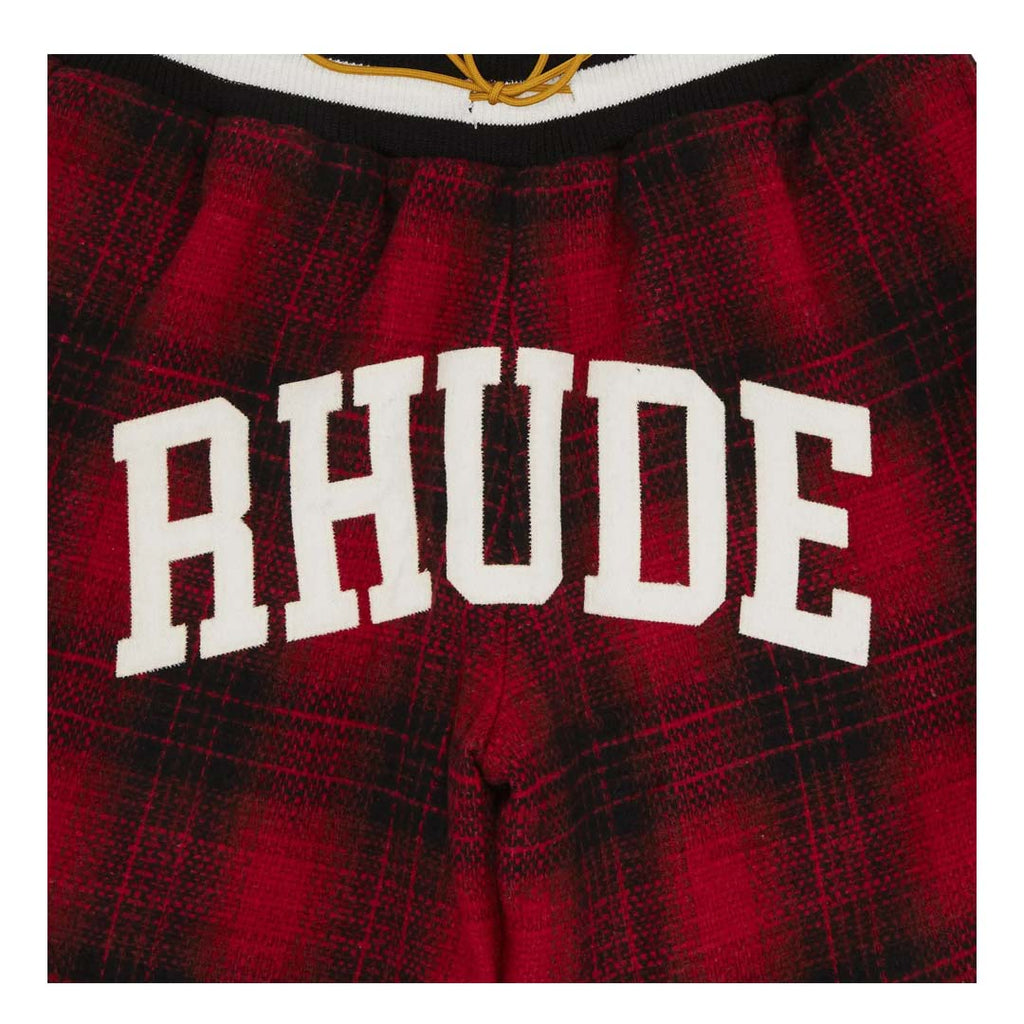 Rhude Flannel Collegiate Court Logo Short 'Red/Black' by Rhude - NWAHYPE No.1 for streetwear Shorts in USA