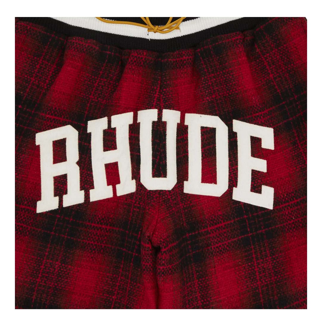 Rhude Flannel Collegiate Court Logo Short 'Red/Black' by Rhude - NWAHYPE No.1 for streetwear Shorts in USA
