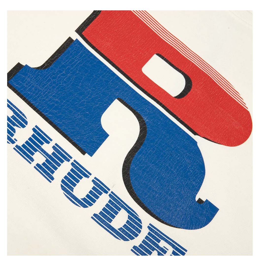 Rhude Split Petrol Logo Long Sleeve Tee Vintage White Red by Rhude - NWAHYPE No.1 for streetwear T-Shirts in USA