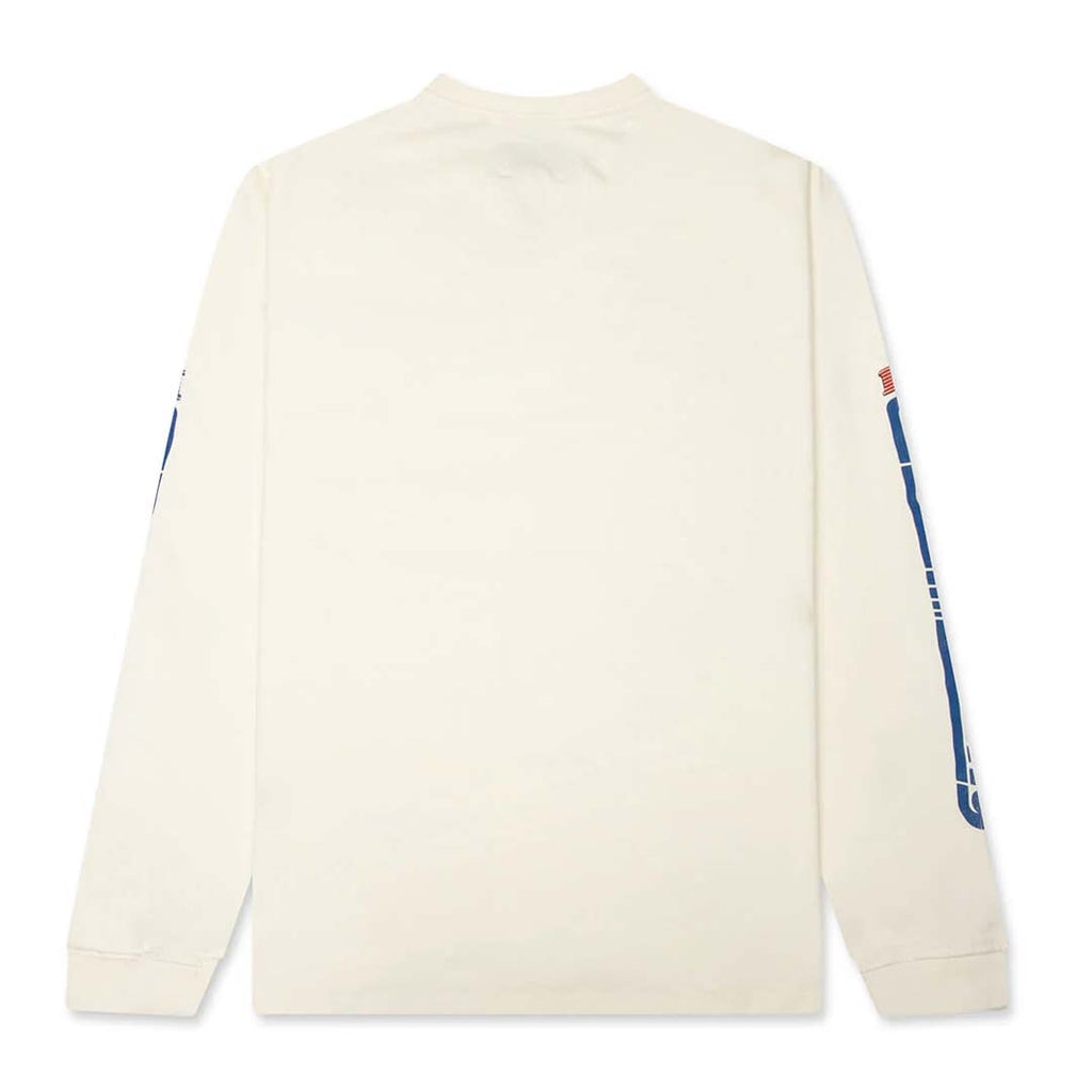 Rhude Split Petrol Logo Long Sleeve Tee Vintage White Red by Rhude - NWAHYPE No.1 for streetwear T-Shirts in USA