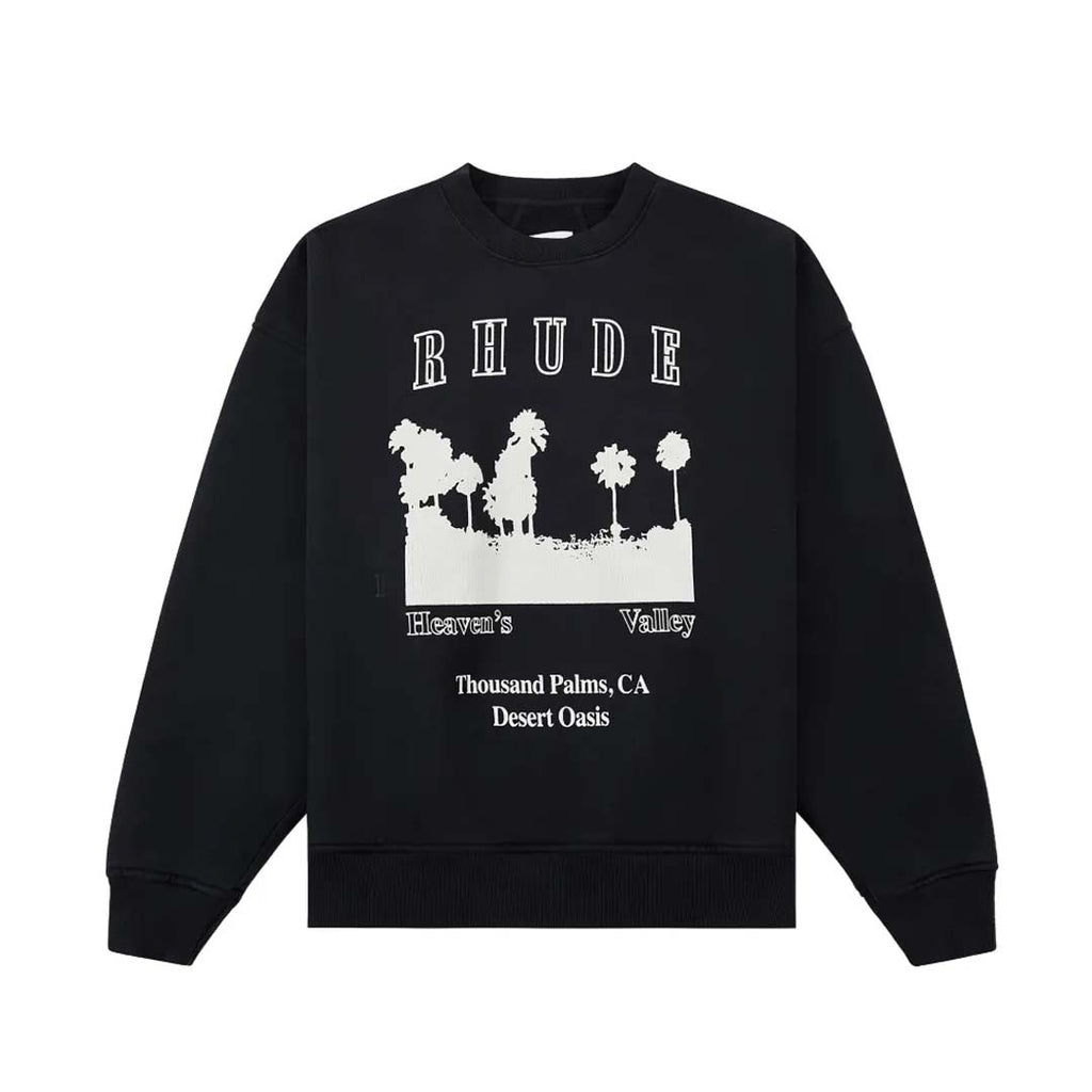 Rhude Thousand Palms Crewneck Vintage Black White by Rhude - NWAHYPE No.1 for streetwear Hoodies in USA