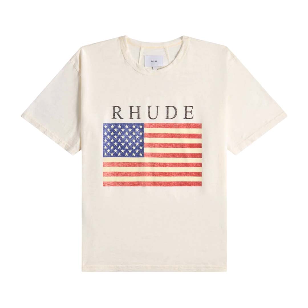 Rhude USA Flag Slub Tee Vintage White by Rhude - NWAHYPE No.1 for streetwear T-Shirts in USA