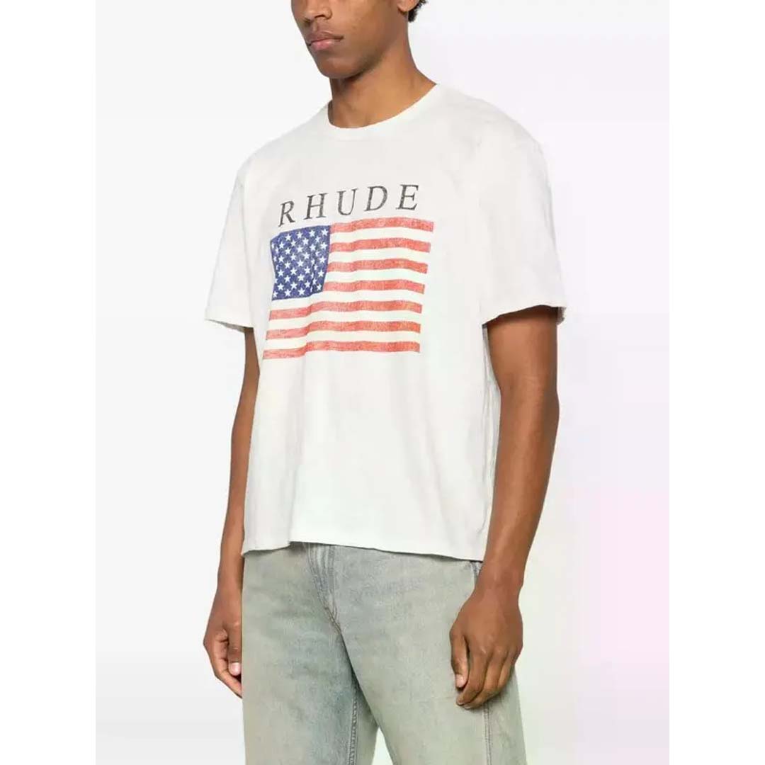 Rhude USA Flag Slub Tee Vintage White by Rhude - NWAHYPE No.1 for streetwear T-Shirts in USA