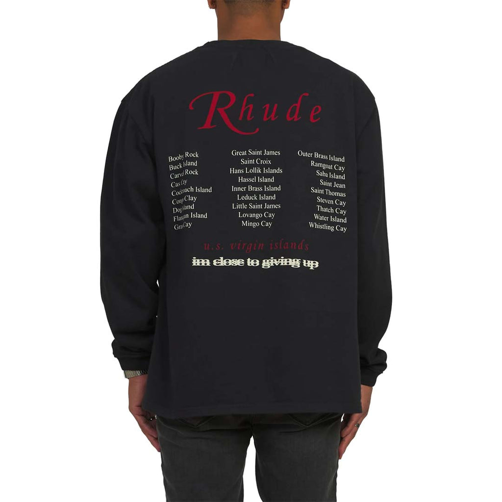 Rhude USVI Regatta Tour Tee Long Sleeve Vintage Black by Rhude - NWAHYPE No.1 for streetwear T-Shirts in USA