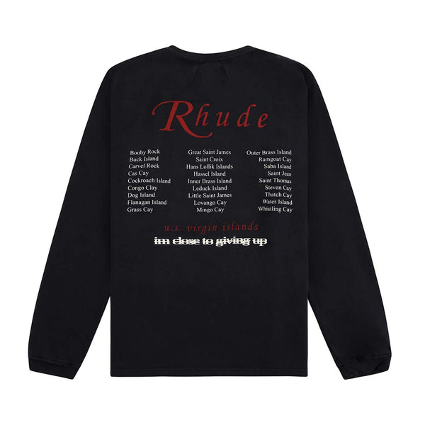 Rhude USVI Regatta Tour Tee Long Sleeve Vintage Black by Rhude - NWAHYPE No.1 for streetwear T-Shirts in USA