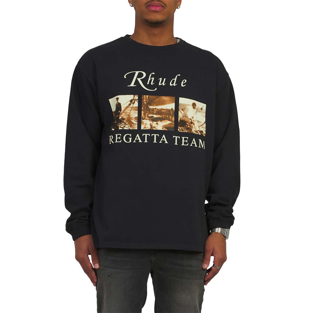 Rhude USVI Regatta Tour Tee Long Sleeve Vintage Black by Rhude - NWAHYPE No.1 for streetwear T-Shirts in USA