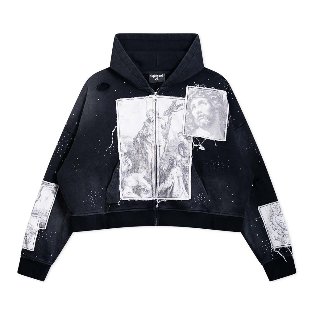 Righteous Divine Canvas Zip Up Jacket Rhinestone Black by Righteous - NWAHYPE No.1 for streetwear Hoodies in USA
