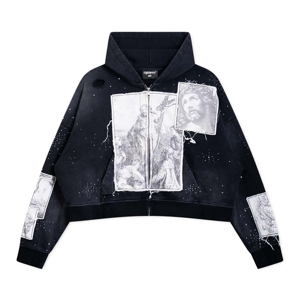 Righteous Divine Canvas Zip Up Jacket Rhinestone Black by Righteous - NWAHYPE No.1 for streetwear Hoodies in USA
