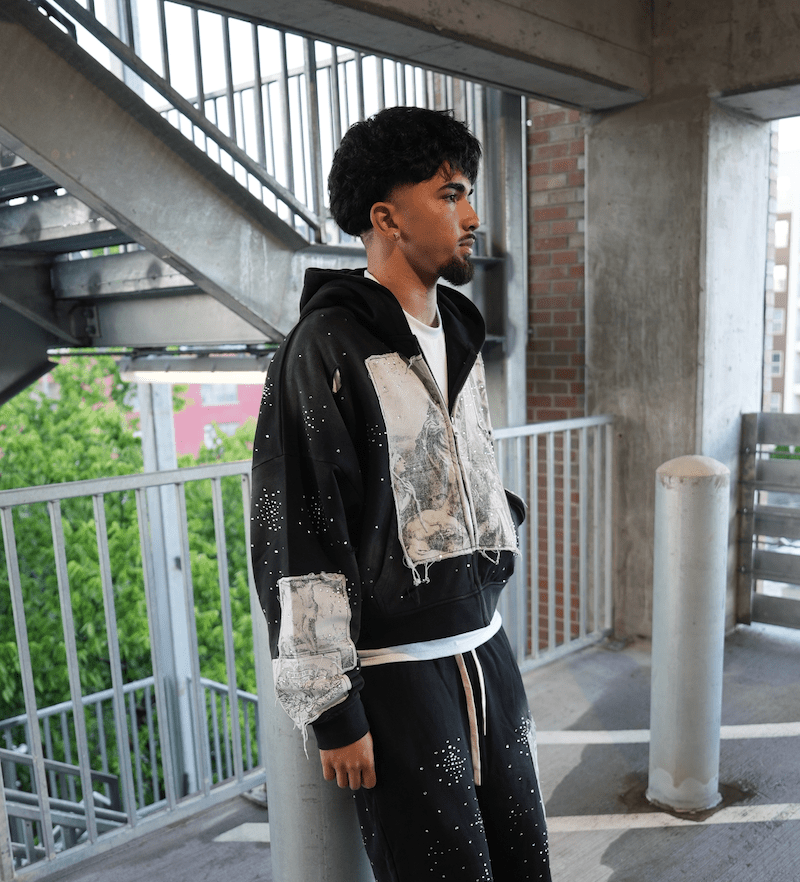 Righteous Divine Canvas Zip Up Jacket Rhinestone Black by Righteous - NWAHYPE No.1 for streetwear Hoodies in USA