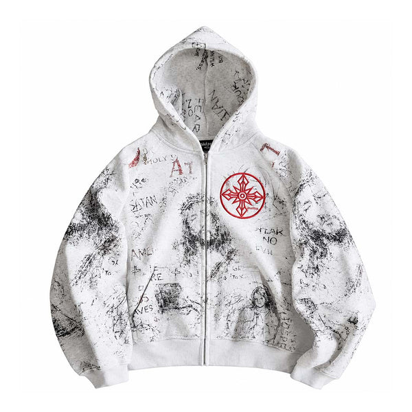 Righteous Fear No Evil Zip Up Hoodie Grey by Righteous - NWAHYPE No.1 for streetwear Hoodies in USA