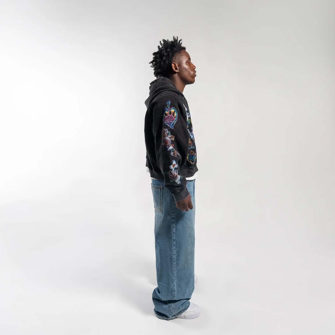 Righteous Risen King Cropped Zip Up Hoodie Black by Righteous - NWAHype 1 for streetwear Hoodies in USA