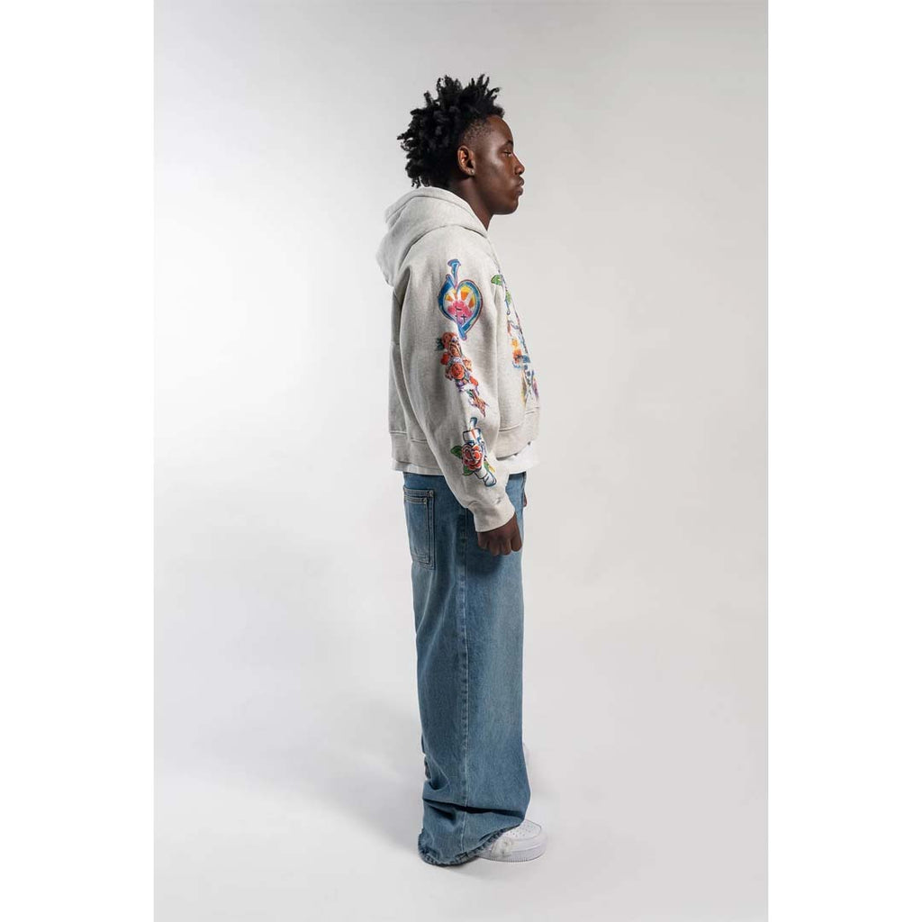 Righteous Risen King Cropped Zip Up Hoodie Grey by Righteous - NWAHype 1 for streetwear Hoodies in USA