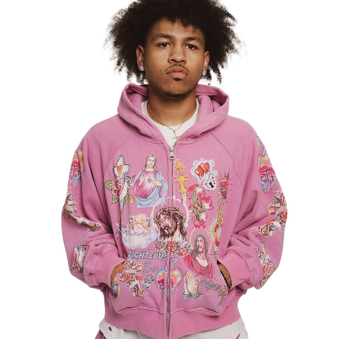 Righteous Risen King Zip Up Hoodie Purple by Righteous - NWAHype 1 for streetwear Hoodies in USA