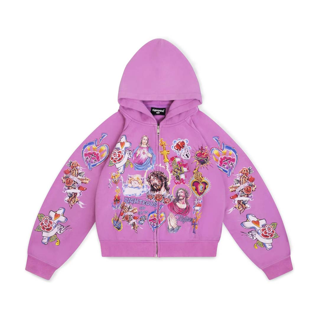 Righteous Risen King Zip Up Hoodie Purple by Righteous - NWAHype 1 for streetwear Hoodies in USA