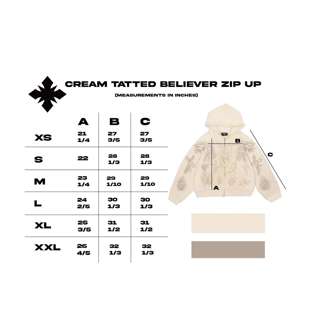 Righteous Tatted Believer Zip Up Hoodie Cream by Righteous - NWAHype 1 for streetwear Hoodies in USA