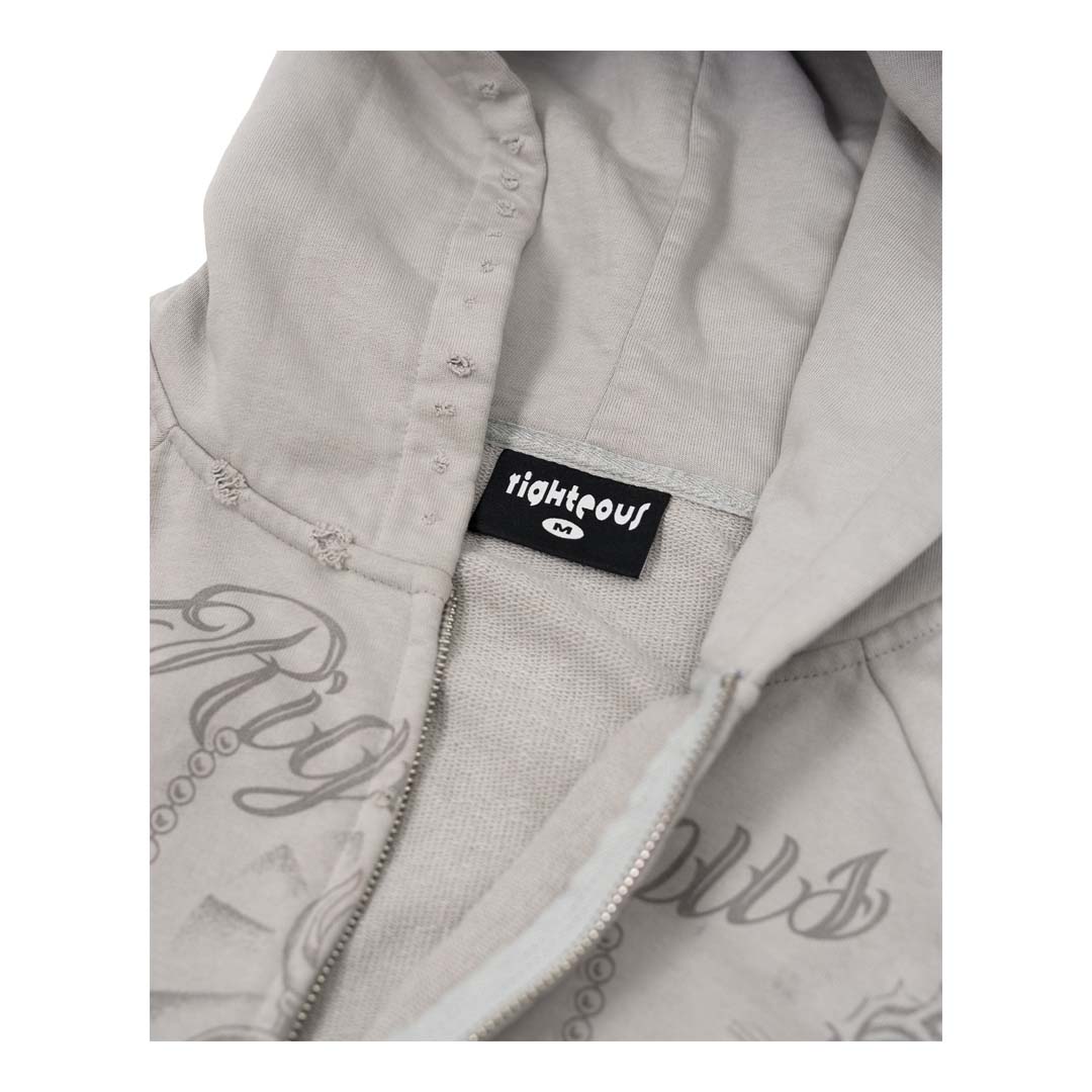 Righteous Tatted Believer Zip Up Hoodie Grey by Righteous - NWAHype 1 for streetwear Hoodies in USA