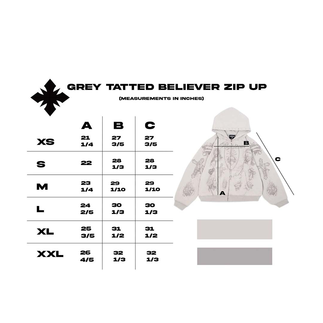 Righteous Tatted Believer Zip Up Hoodie Grey by Righteous - NWAHype 1 for streetwear Hoodies in USA