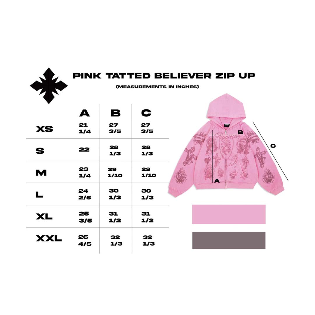 Righteous Tatted Believer Zip Up Hoodie Pink by Righteous - NWAHype 1 for streetwear Hoodies in USA