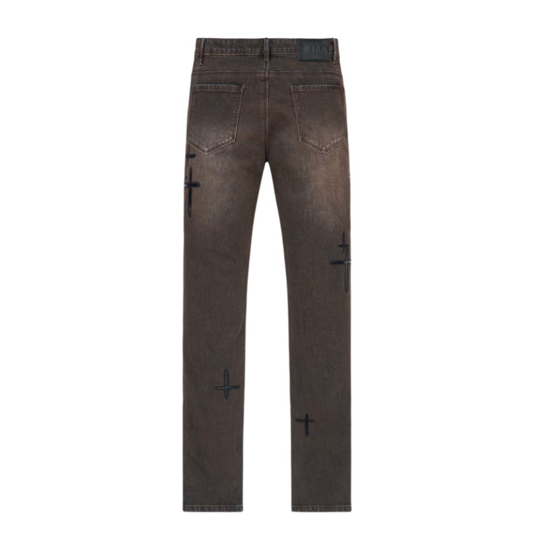 RTA Bryant Skinny Jean Mocha Drift Cross Patch by RtA - NWAHYPE No.1 for streetwear Pants in USA