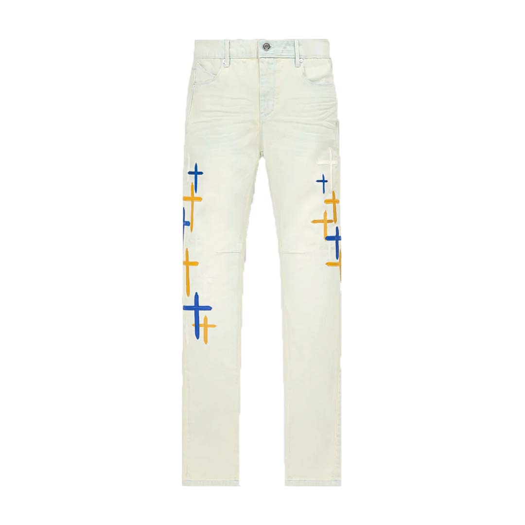 RtA Bryant Stormy Sky Cross White Jeans by RtA - NWAHYPE No.1 for streetwear Pants in USA