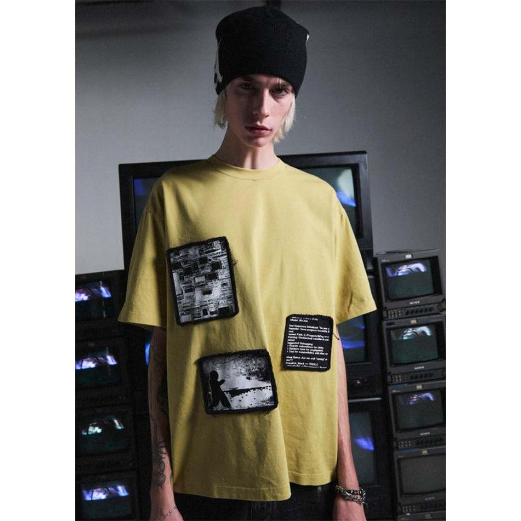RtA Colin Sage Yellow Digital Patch Oversized Tee by RtA - NWAHYPE No.1 for streetwear T-Shirts in USA