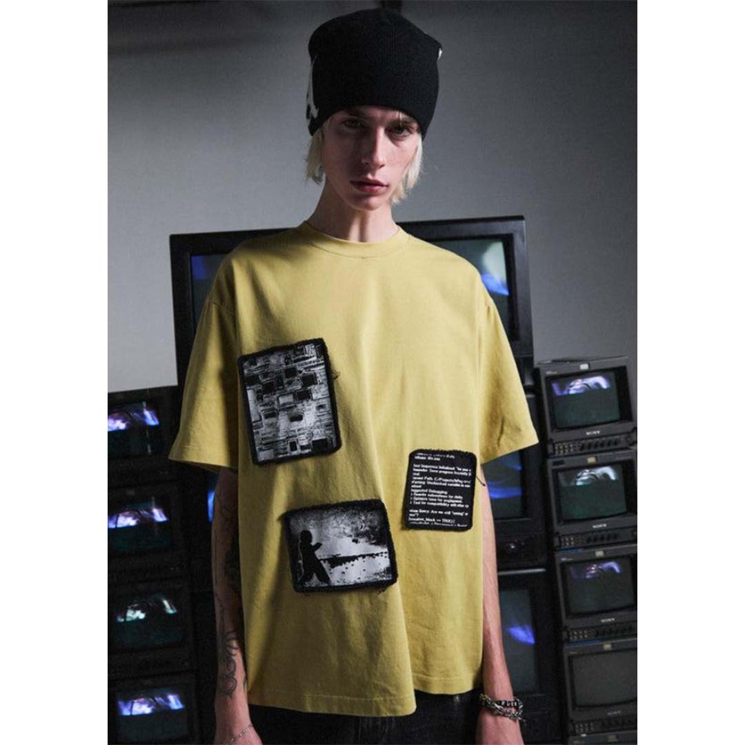 RtA Colin Sage Yellow Digital Patch Oversized Tee by RtA - NWAHYPE No.1 for streetwear T-Shirts in USA