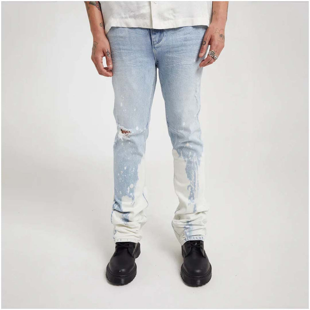 RtA Denis Light Wash Splatter Jeans Blue by RtA - NWAHYPE No.1 for streetwear Pants in USA