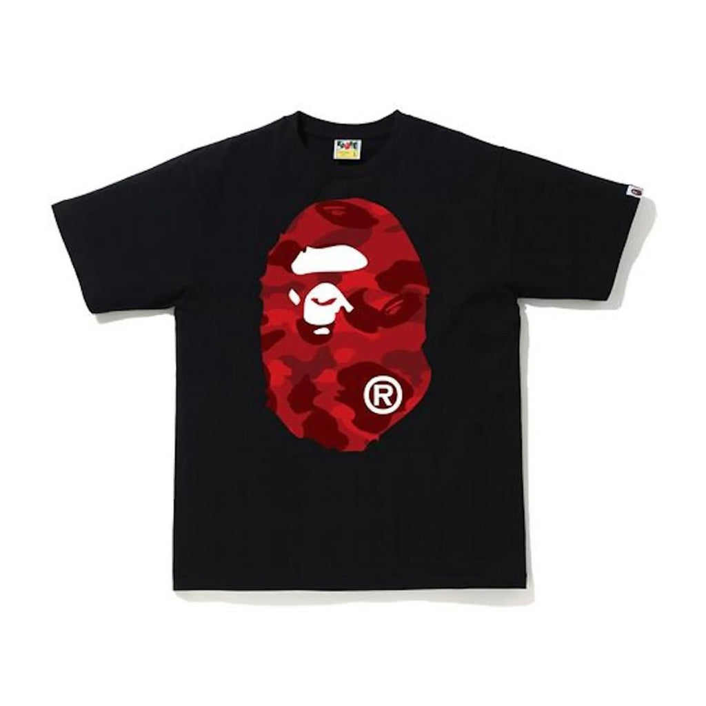 Bape Color Camo Big Ape Head Tee Black Red