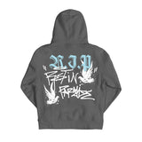 Revenge Graffiti Dove Faded Grey Hoodie