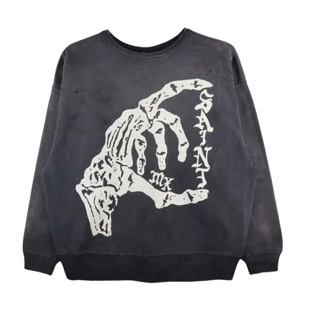 Saint Michael Bone Crewneck Sweatshirt Faded Black by Saint Michael - NWAHYPE No.1 for streetwear Hoodies in USA