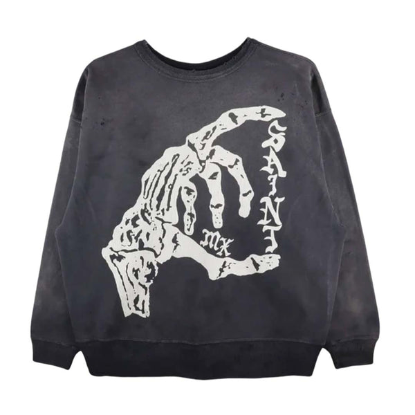 Saint Michael Bone Crewneck Sweatshirt Faded Black by Saint Michael - NWAHYPE No.1 for streetwear Hoodies in USA