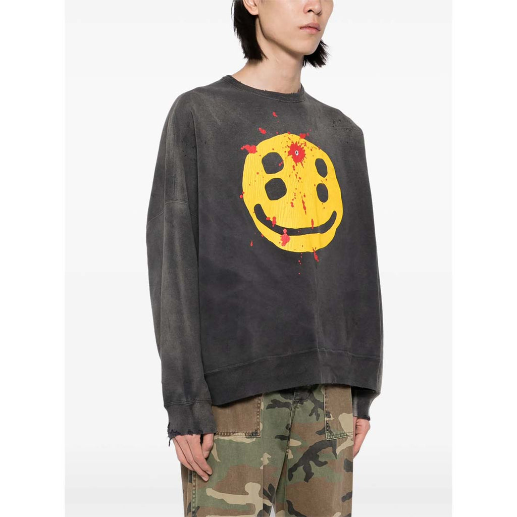 Saint Michael Smile Crewneck Sweatshirt Faded Black by Saint Michael - NWAHYPE No.1 for streetwear Hoodies in USA