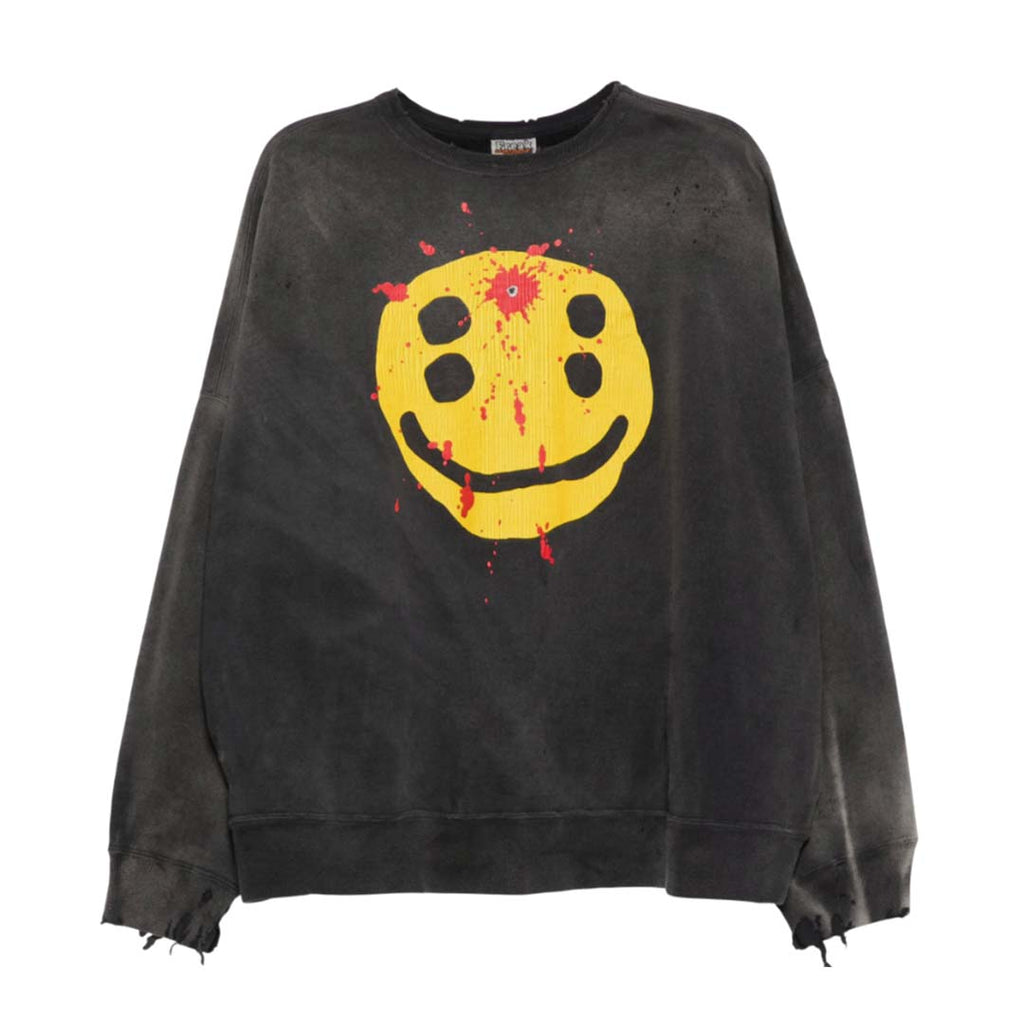 Saint Michael Smile Crewneck Sweatshirt Faded Black by Saint Michael - NWAHYPE No.1 for streetwear Hoodies in USA