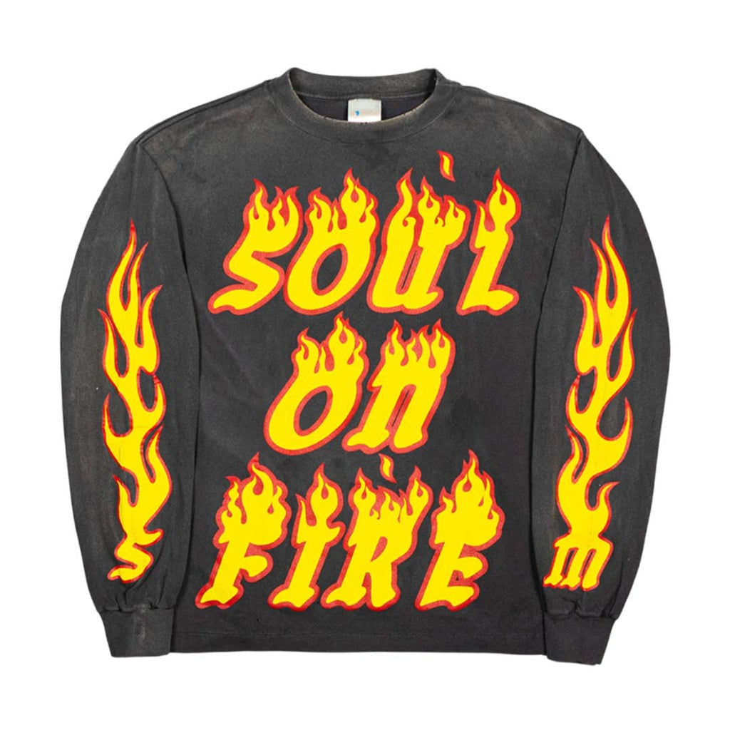 Saint Michael Soul on Fire Long Sleeve Tee Faded Black by Saint Michael - NWAHYPE No.1 for streetwear T-Shirts in USA