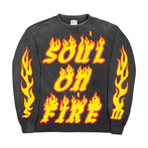 Saint Michael Soul on Fire Long Sleeve Tee Faded Black by Saint Michael - NWAHYPE No.1 for streetwear T-Shirts in USA