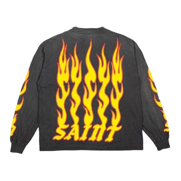 Saint Michael Soul on Fire Long Sleeve Tee Faded Black by Saint Michael - NWAHYPE No.1 for streetwear T-Shirts in USA