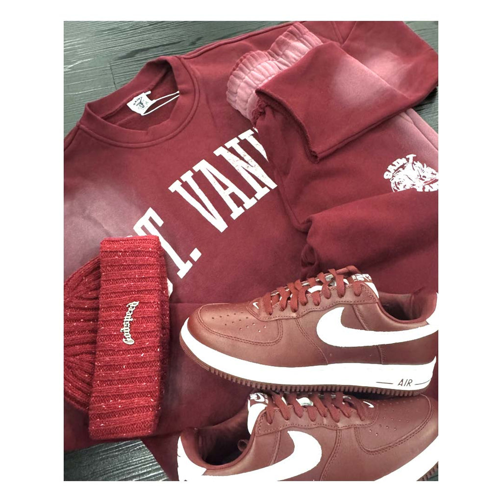 Saint Vanity Ash Crewneck Faded Burgundy Red by Saint Vanity - NWAHYPE No.1 for streetwear Hoodies in USA